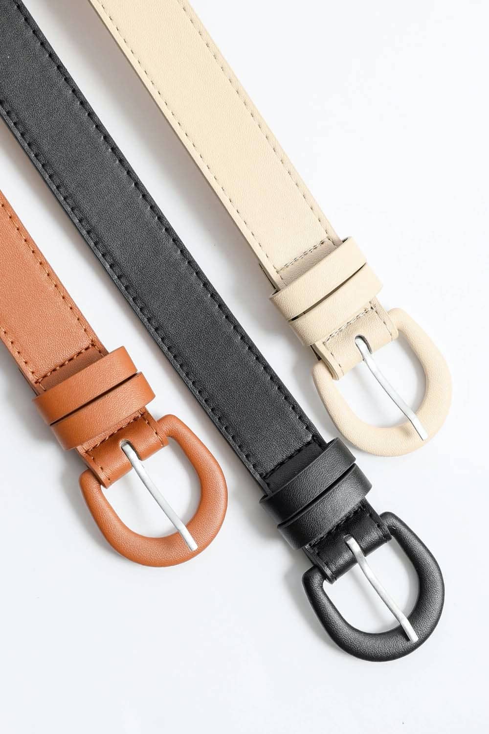 Classic Vegan Leather Belt: Khaki