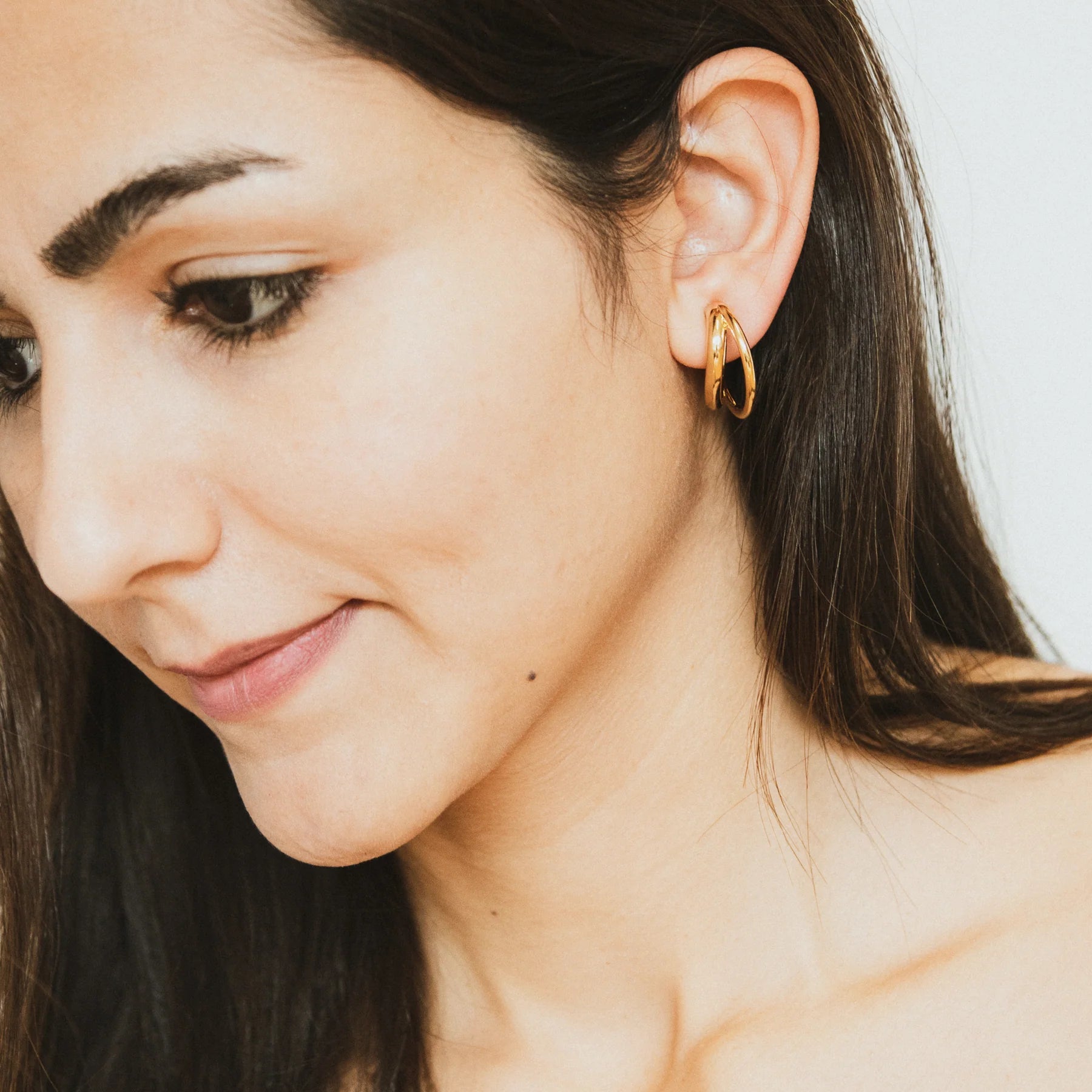 Double Oval Hoops - Gold