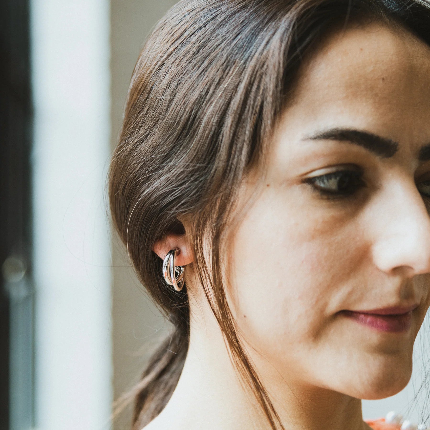 Double Oval Hoops - Silver