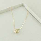 Snake Chain with Heart Pendant-Gold