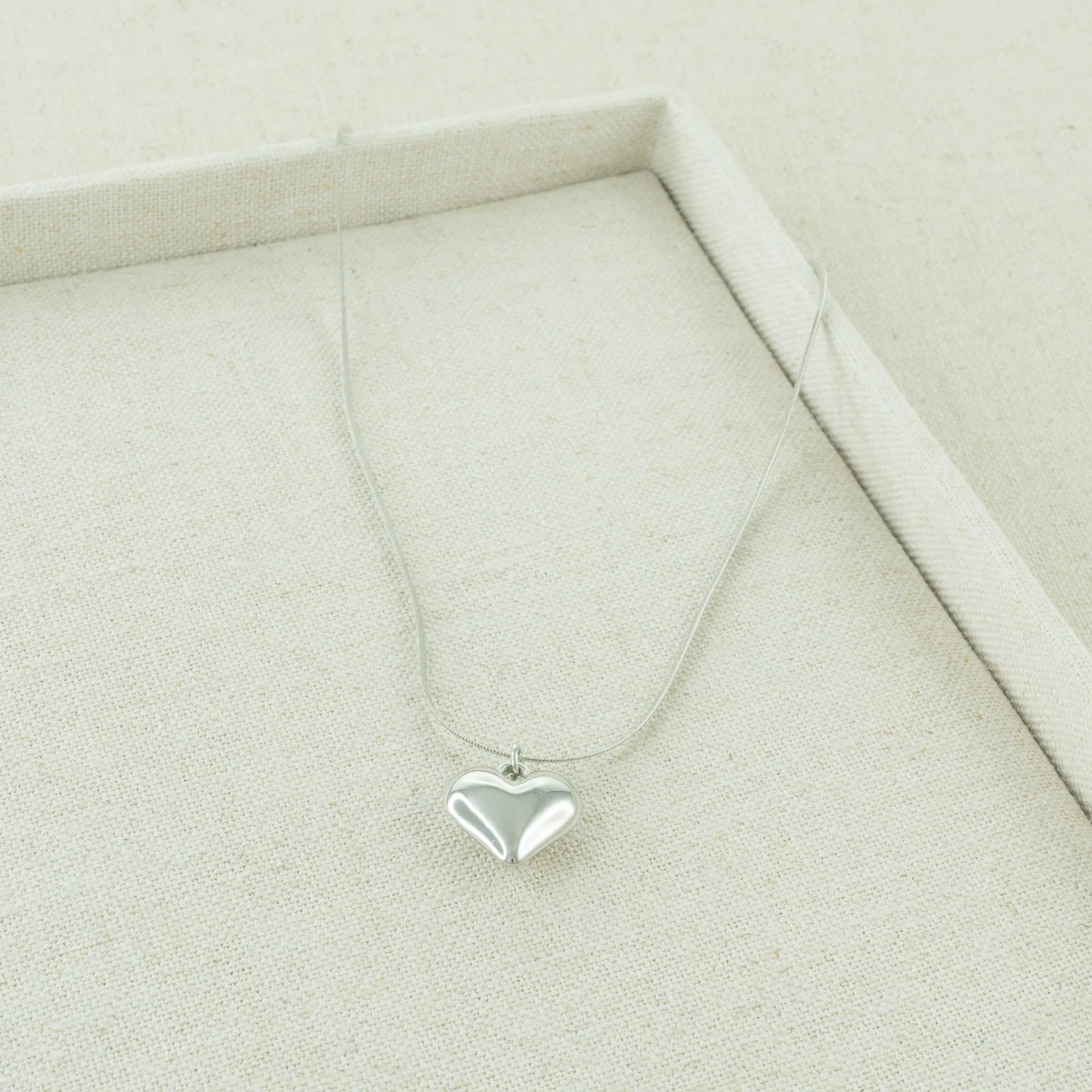 Snake Chain with Heart Pendant - Silver