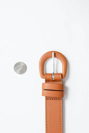 Classic Vegan Leather Belt: Khaki