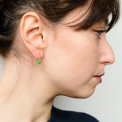 Oval Hoops with CZ's - Green