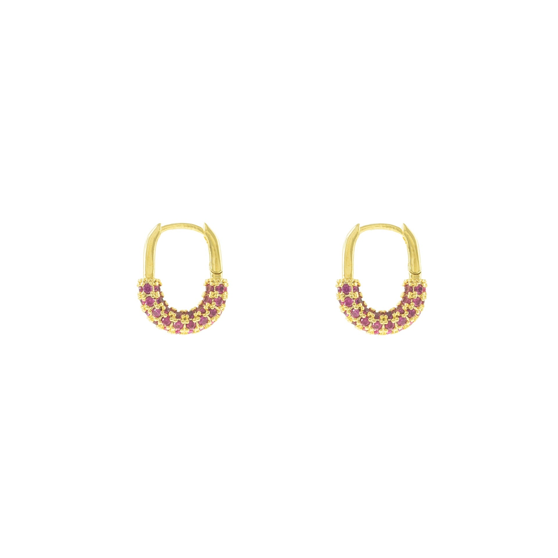 Oval Hoops with CZ's - Magenta