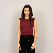 Roxi Sleeveless Crewneck - Oxblood