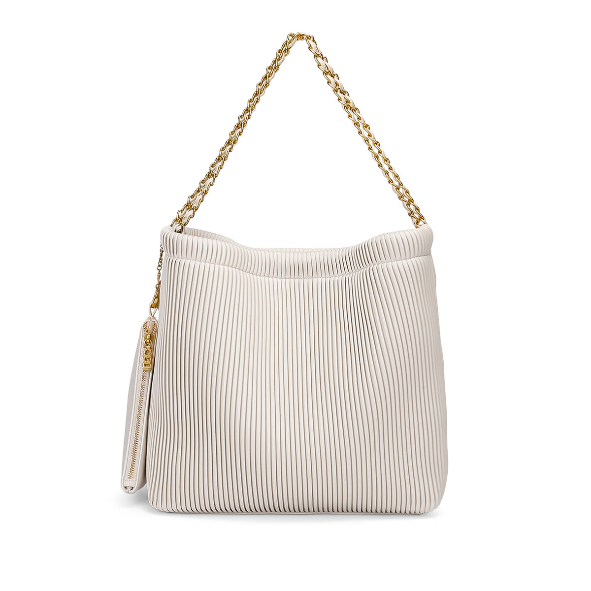 Isabella Pleated Shoulder Bag - Coconut Cream