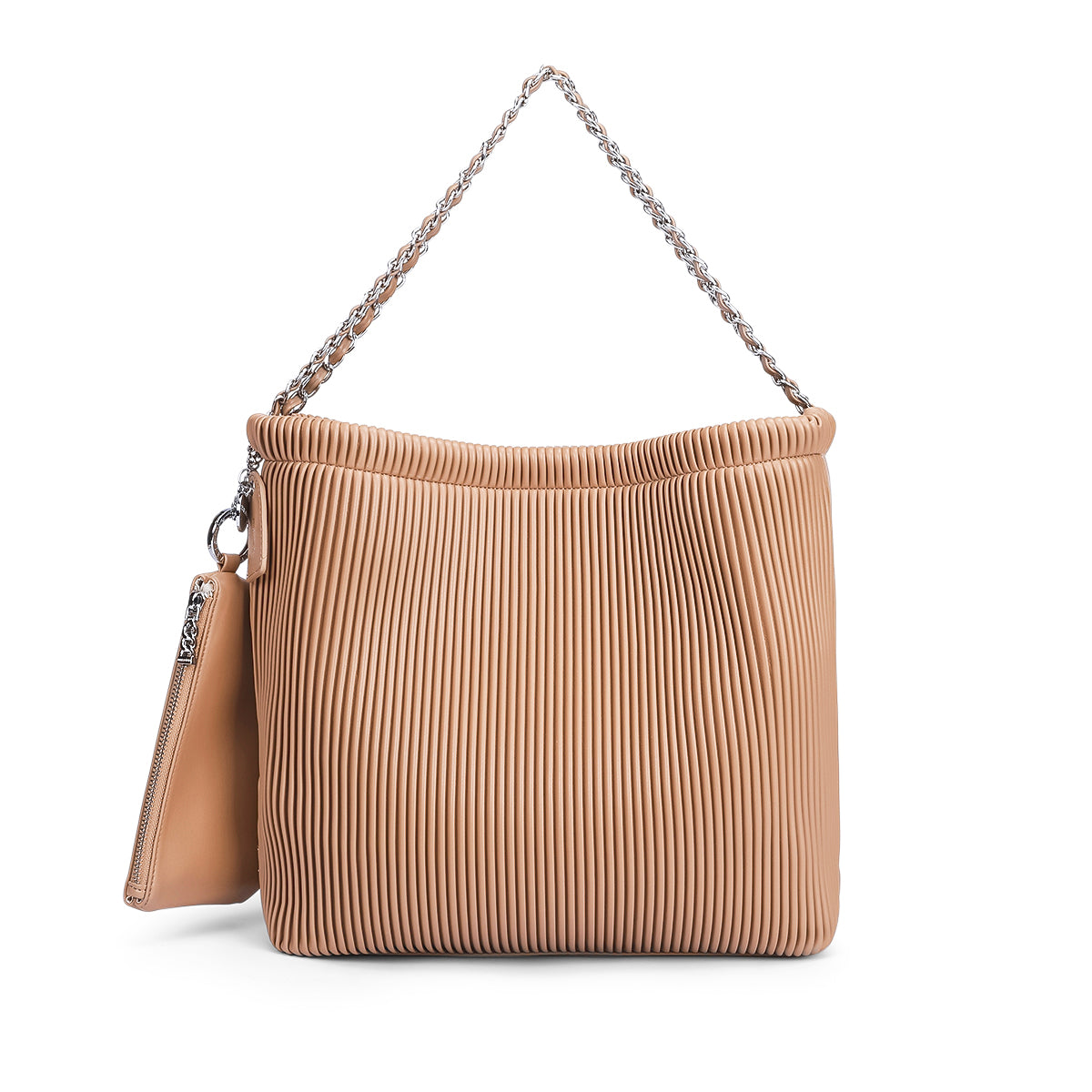 Isabella Pleated Shoulder Bag - Latte